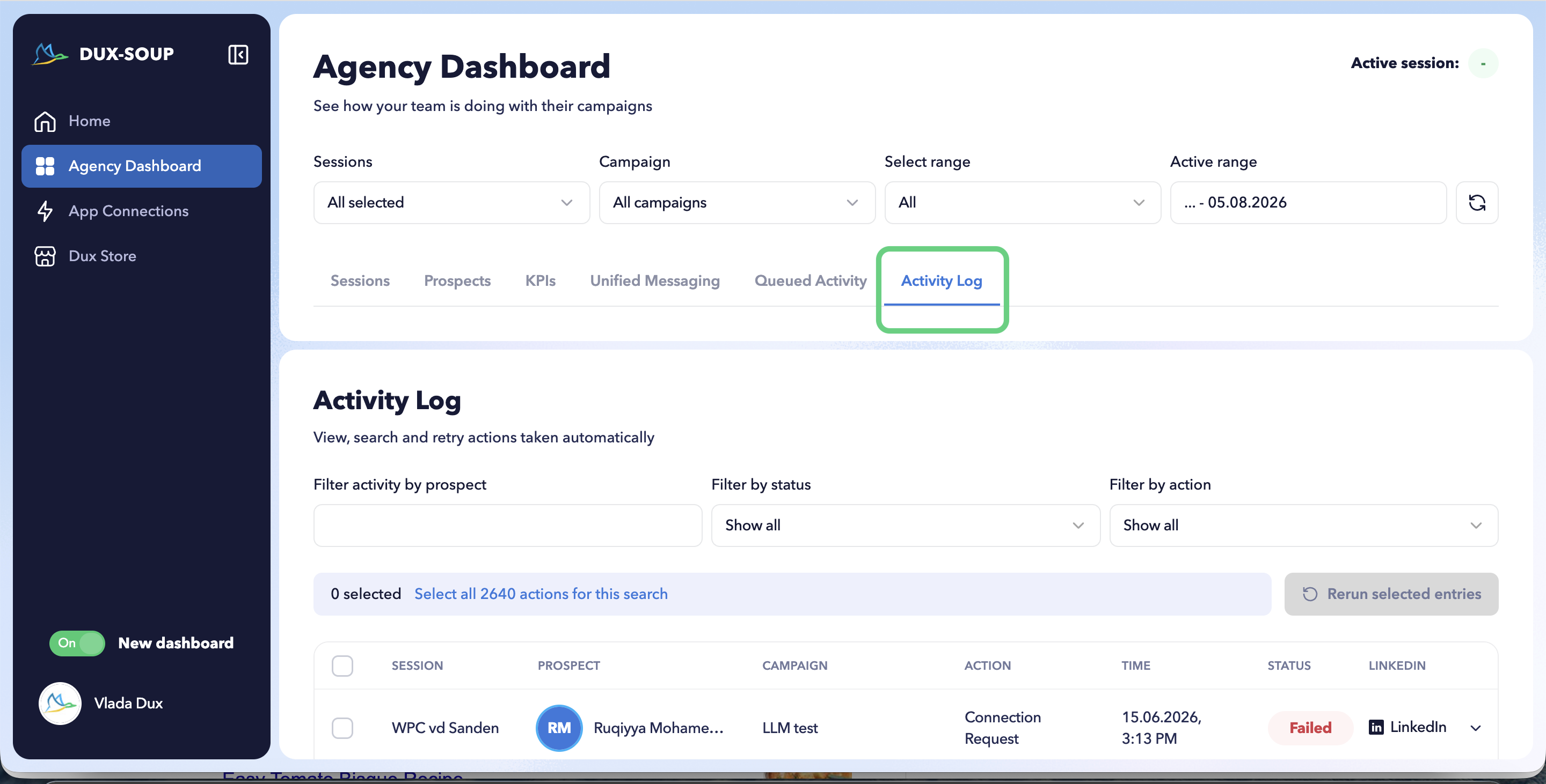 The Activity Log records historical actions performed by team members.