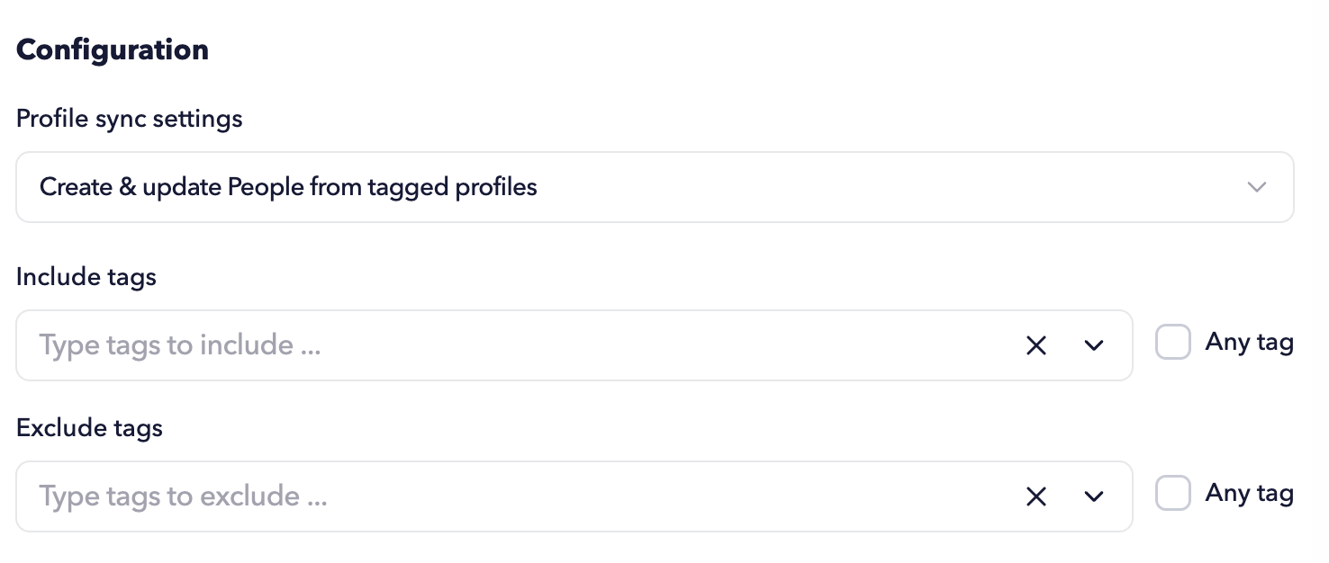 Pipedrive configurations. Adding tags to filter profiles