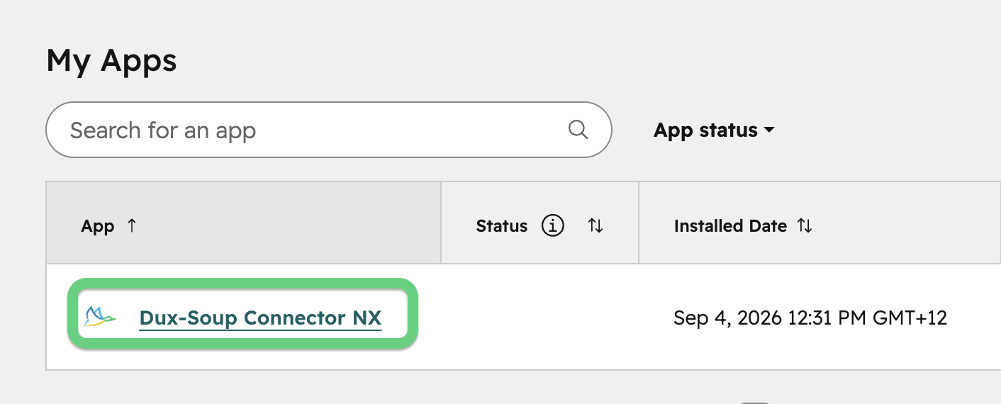 Click on the Dux-Soup Connector NX