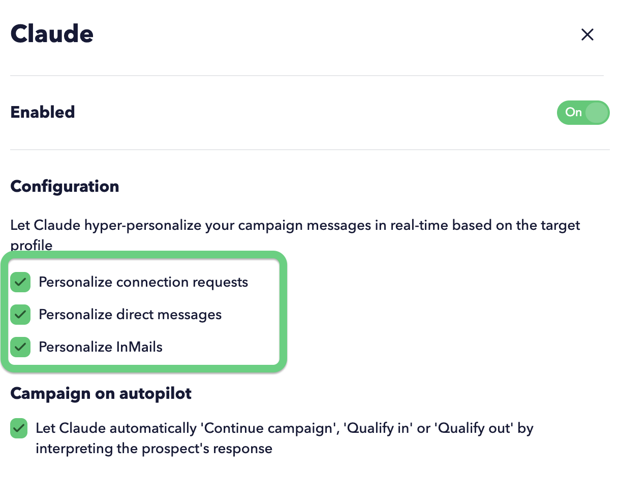 Different options to personalise messages using Claude