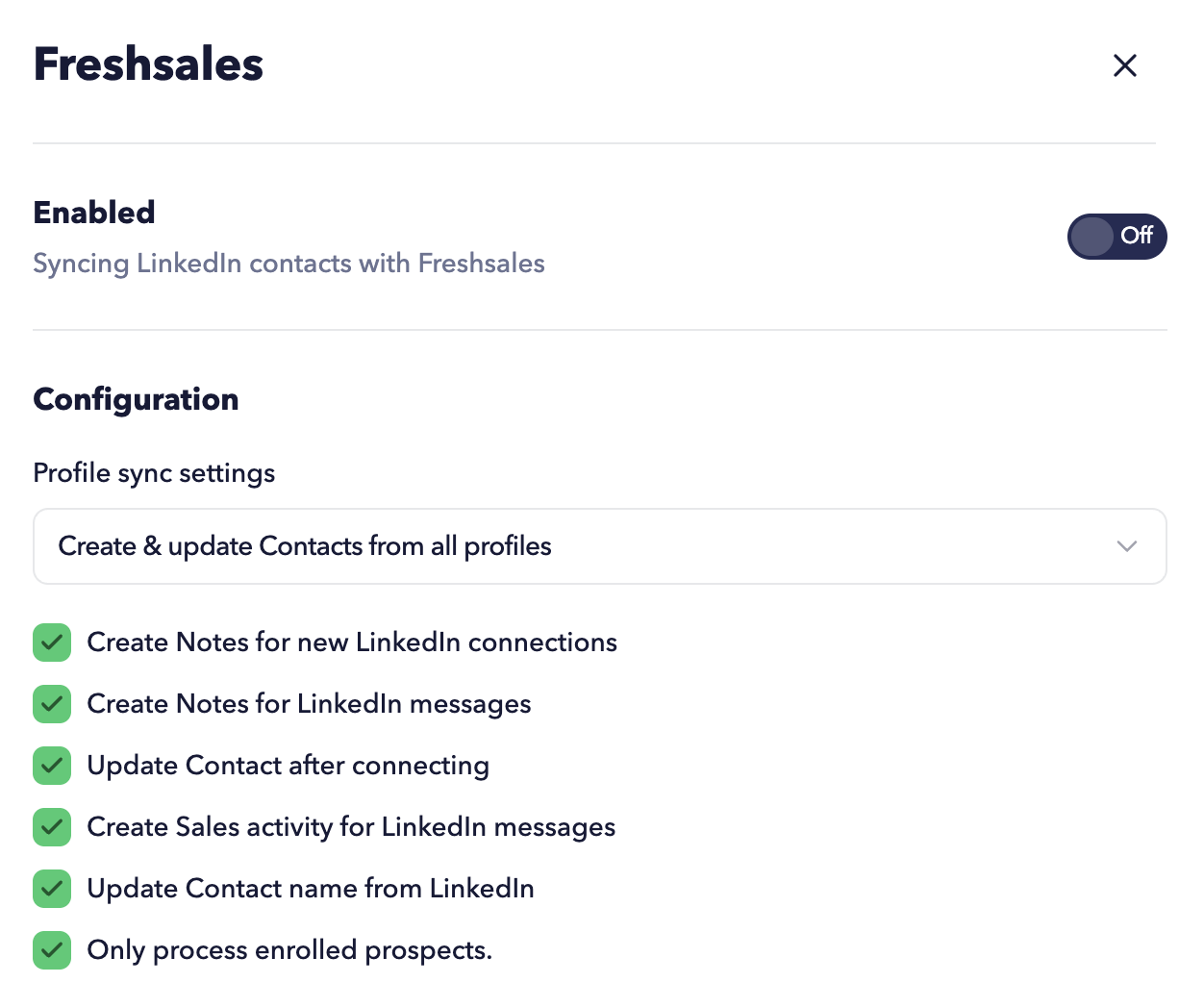 Extra options for Freshsales and STACKED integration