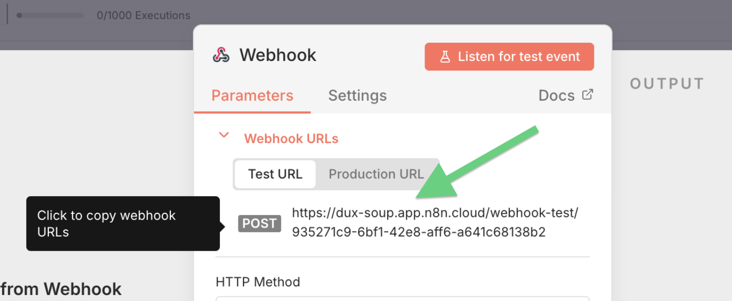 Copy the webhook