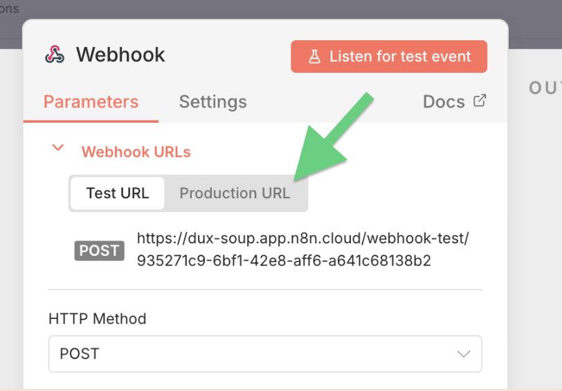 Switch to a production webhook after testing.