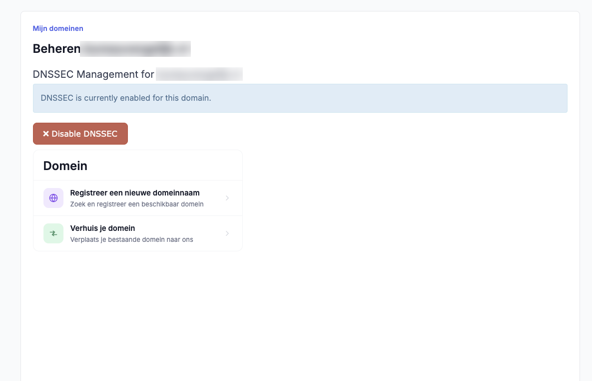 DNSSEC uitschakelen in het Hoasted klantpaneel