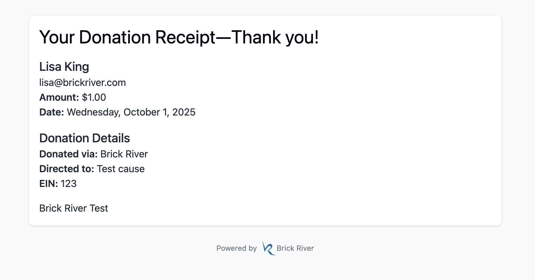 Example receipt