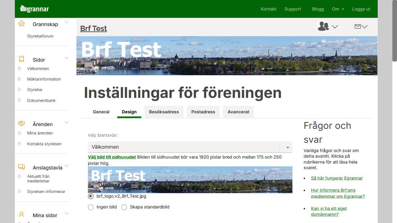 Design-fliken under Inställningar
