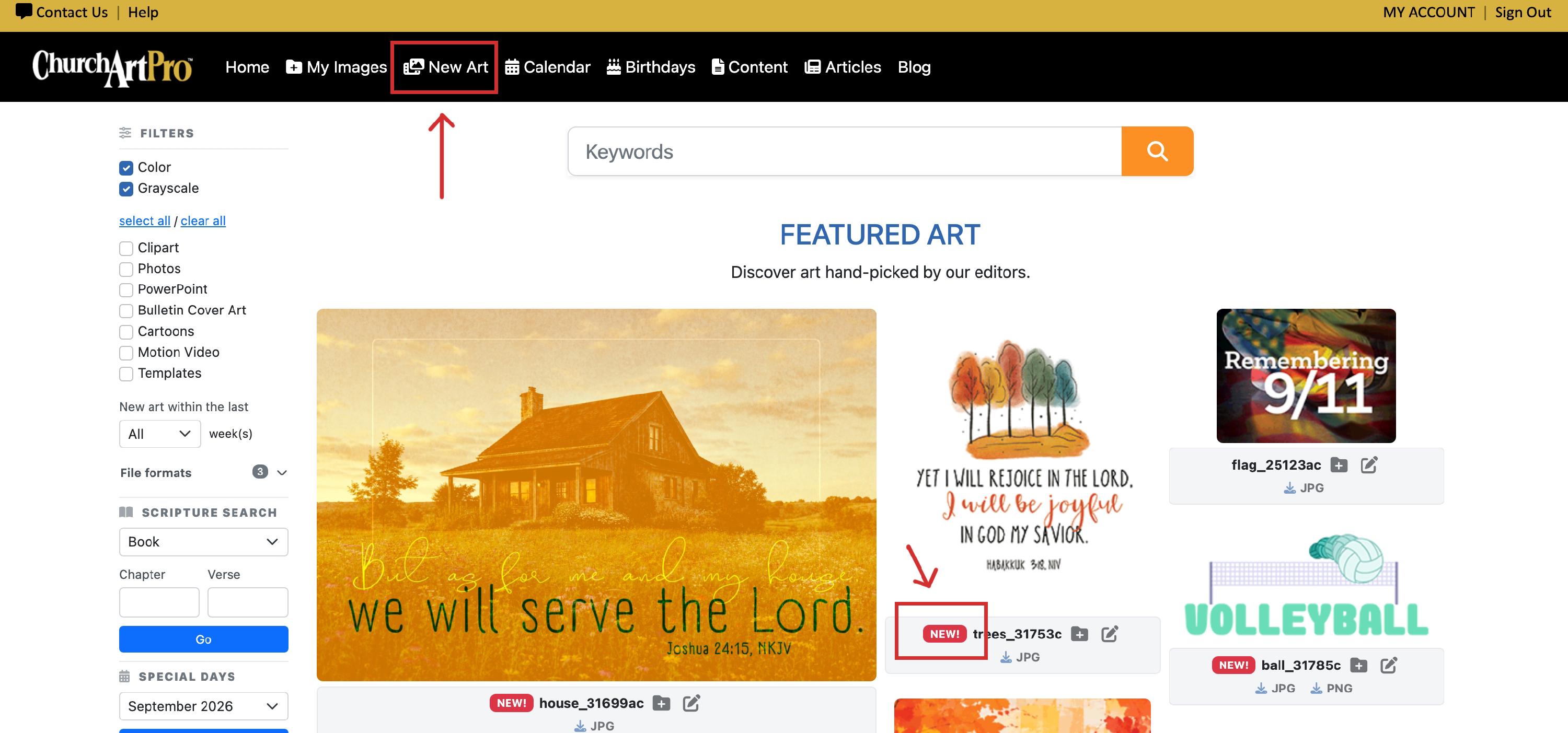 New Art navigation and new art tags.