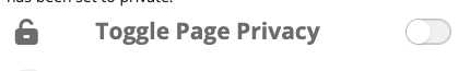 A lock icon beside the label Toggle Page Privacy with the switch set to off