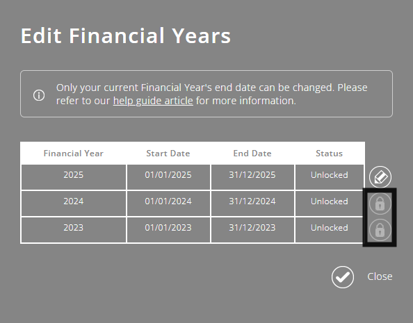 ExpensePlus edit Financial Tears pop up screen