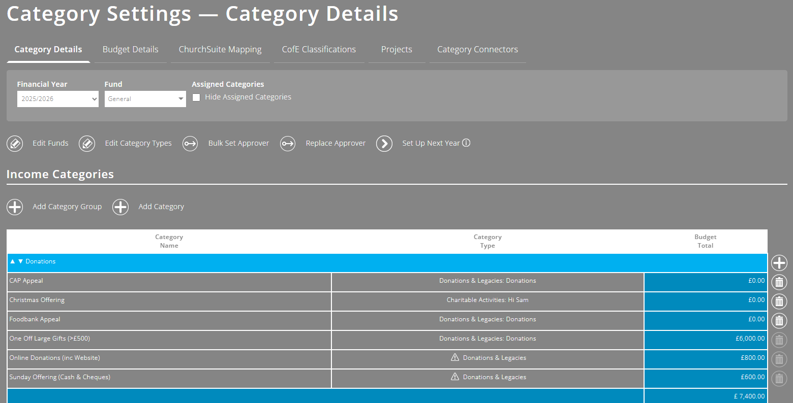 ExpensePlus Category Settings screen matching example above