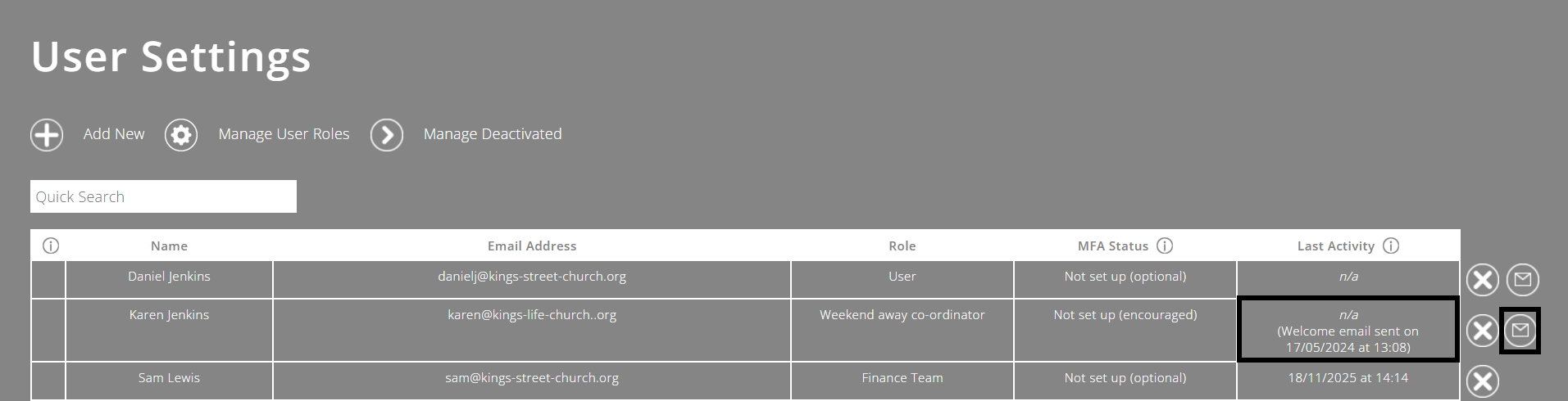 ExpensePlus Screenshot of user settings screen