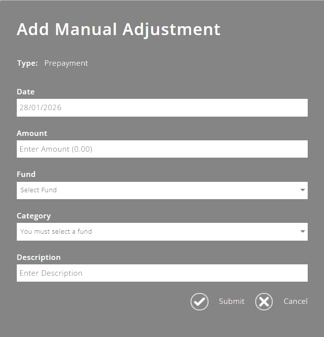 ExpensePlus add manual adjustment popup