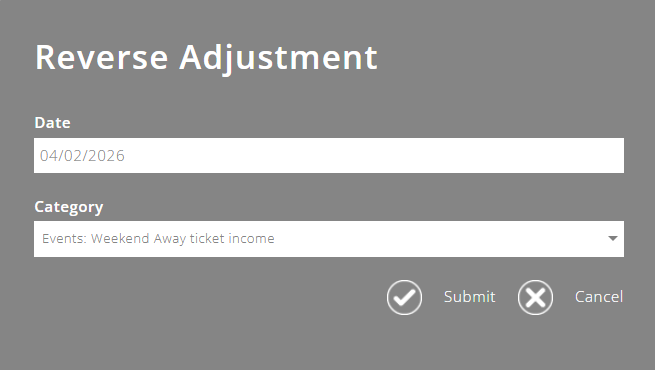 ExpensePlus revers adjustment pop up