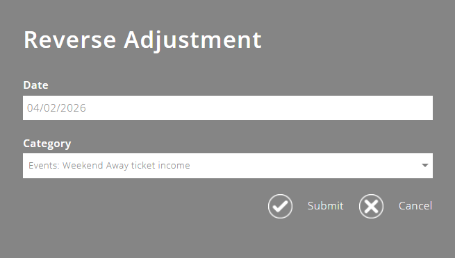 ExpensePlus Reverse Adjustments pop up