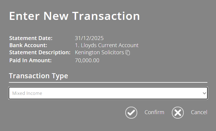 ExpensePlus Enter New Transaction popup