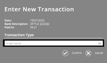 ExpensePlus screenshot showing transaction type = 'mixed income'