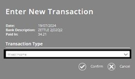 ExpensePlus screenshot showing transaction type = 'mixed income'