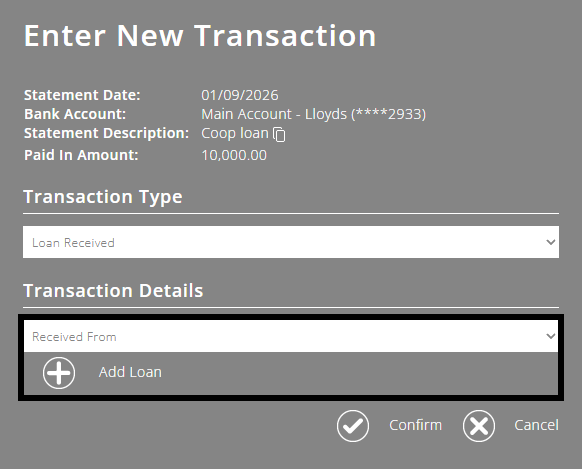 ExpensePlus screenshot of popup on bank reconciliation screen