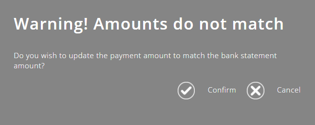 ExpensePlus Warning! Amounts do not match popup