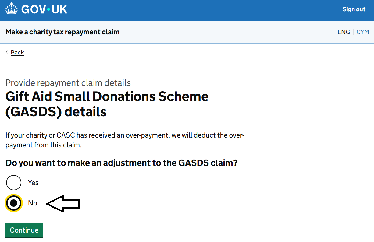 HMRC website screenshot highlighting steps above