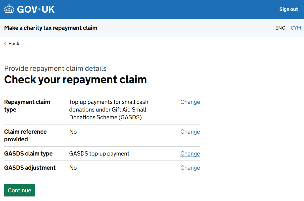 HMRC website screenshot highlighting steps above