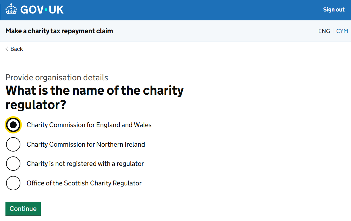 HMRC website screenshot highlighting steps above