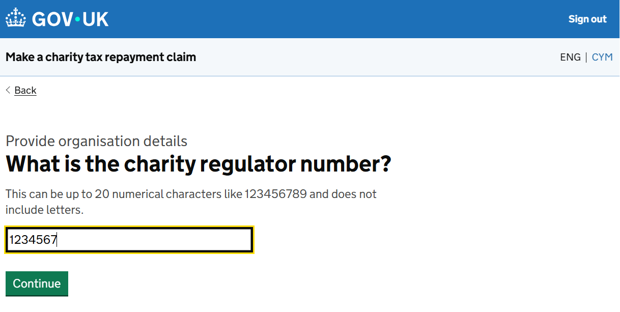 HMRC website screenshot highlighting steps above