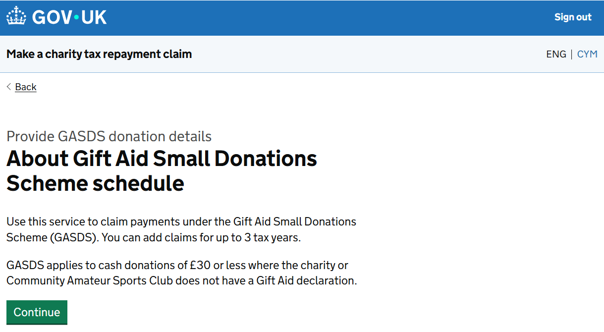 HMRC website screenshot highlighting steps above