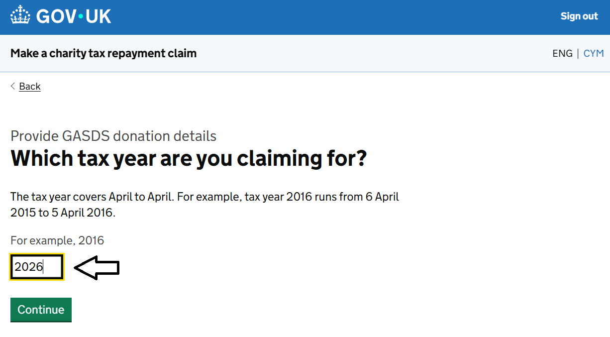 HMRC website screenshot highlighting steps above