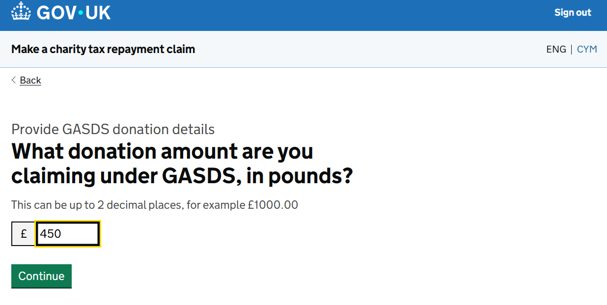 HMRC website screenshot highlighting steps above