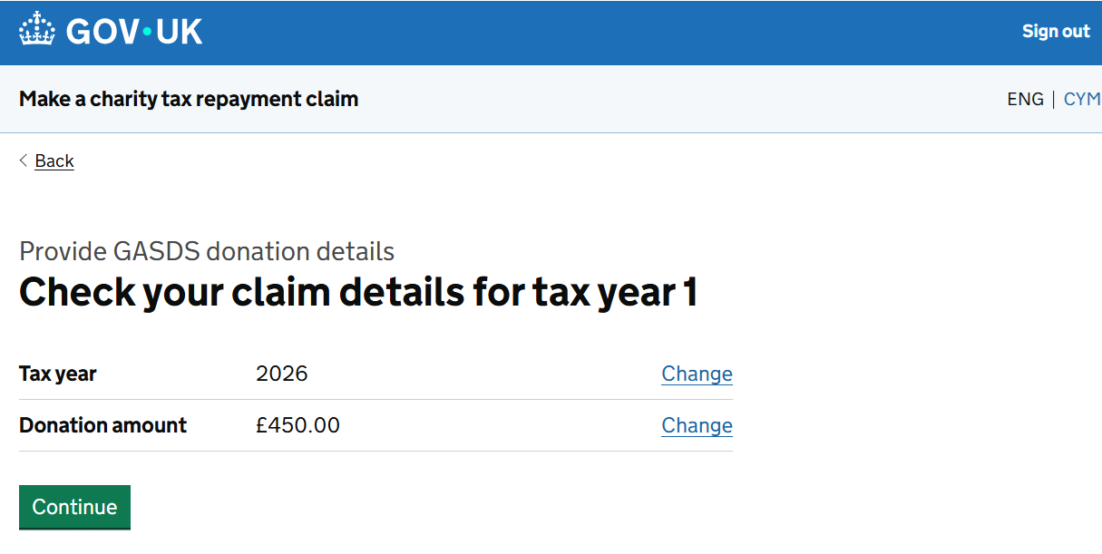 HMRC website screenshot highlighting steps above