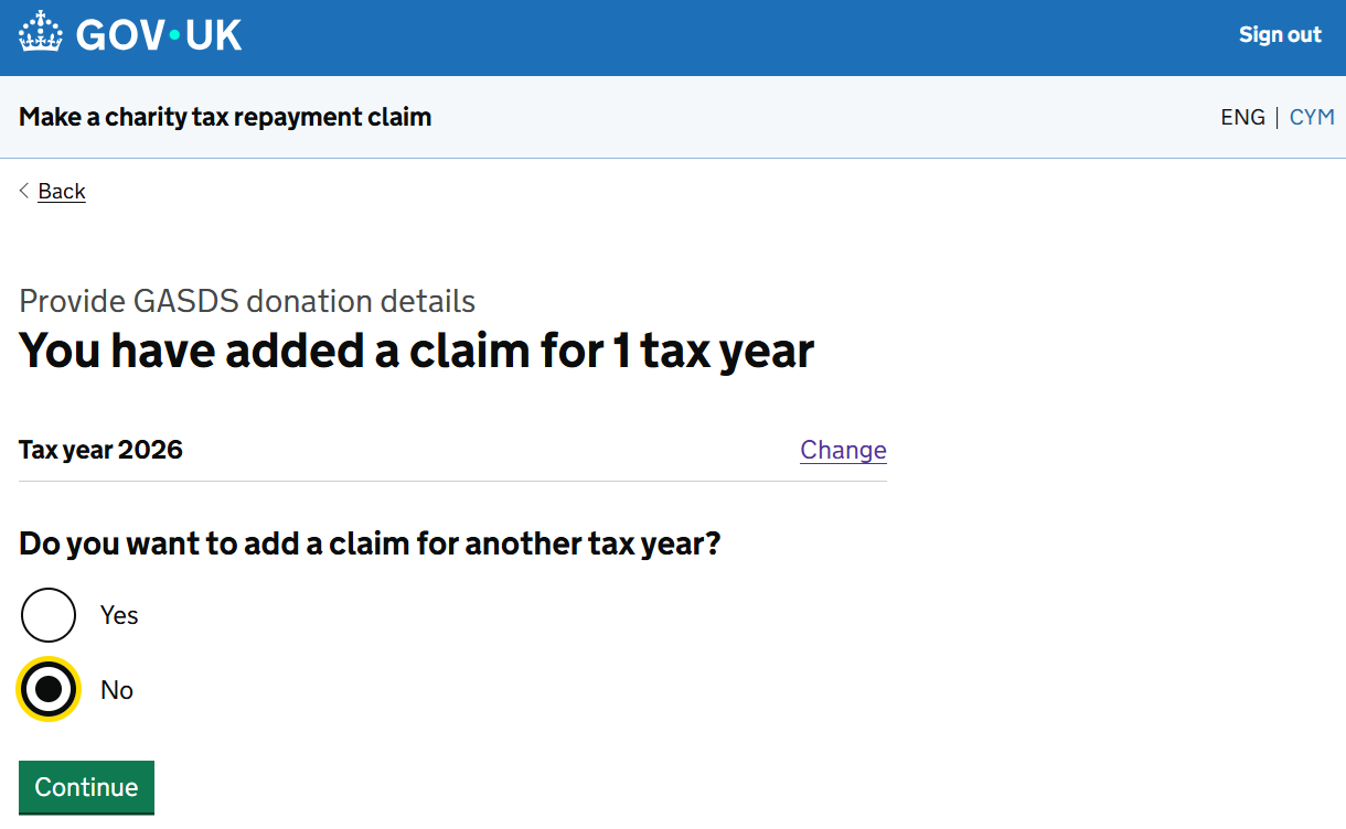 HMRC website screenshot highlighting steps above
