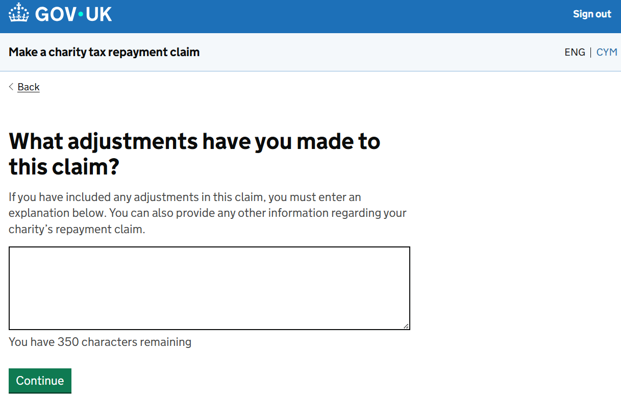 HMRC website screenshot highlighting steps above