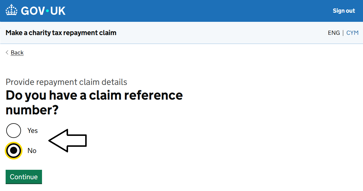 HMRC website screenshot highlighting steps above