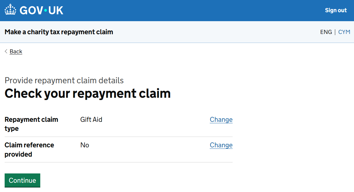 HMRC website screenshot highlighting steps above
