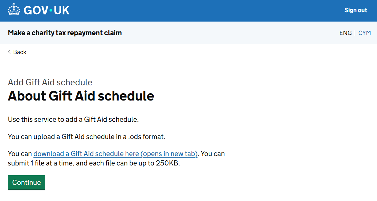 HMRC website screenshot highlighting steps above