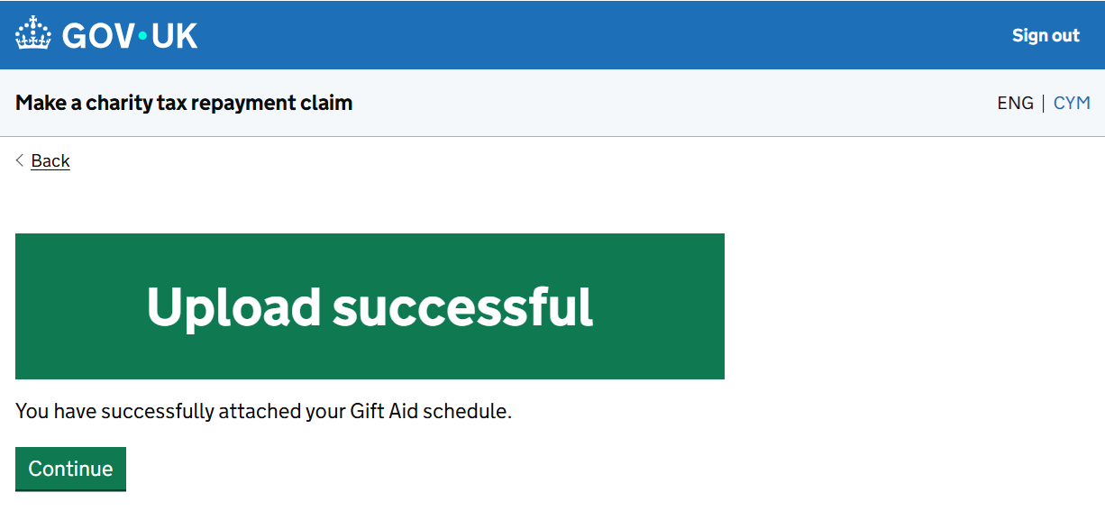 HMRC website screenshot highlighting steps above