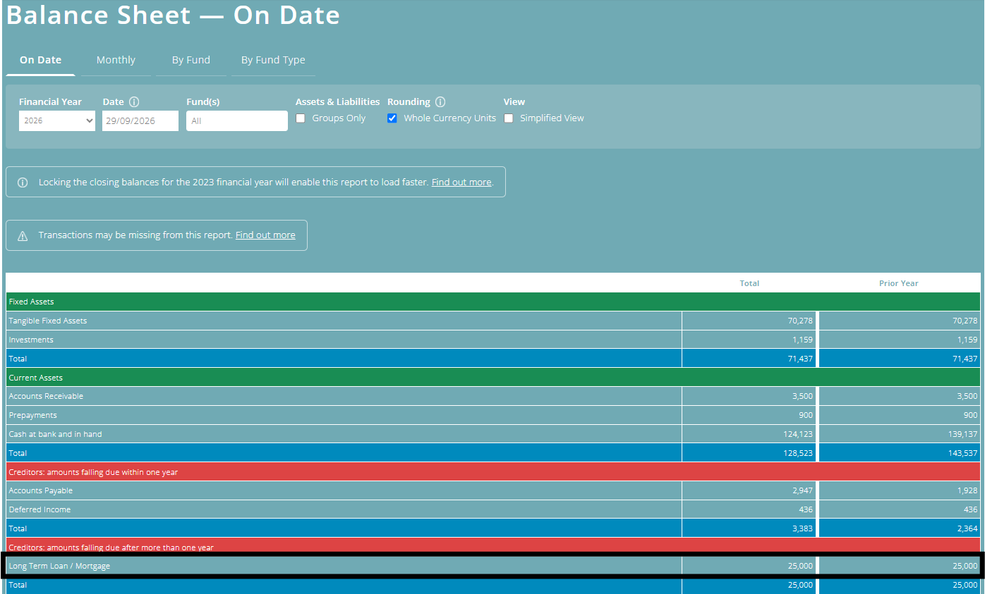 ExpensePlus screenshot of balance sheet