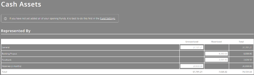 ExpensePlus cash assets screen for receipts and payments