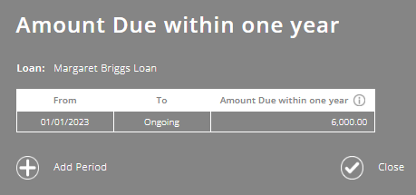 ExpensePlus Amount Due within one year screen