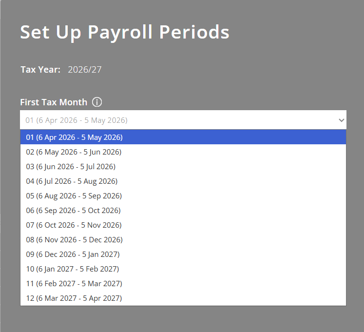 ExpensePlus Set Up Payroll Periods screen