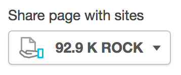 The Share page with sites control