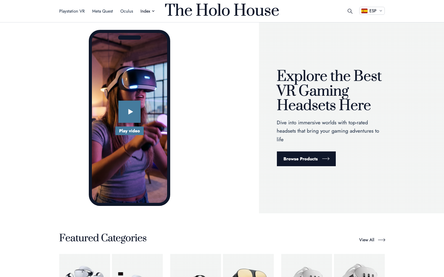 A Columns hero with the video in a Phone frame and a Play video button