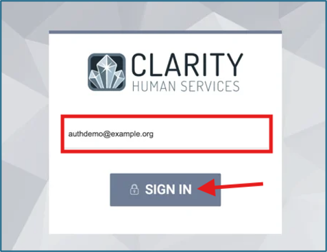Clarity Human Services login page