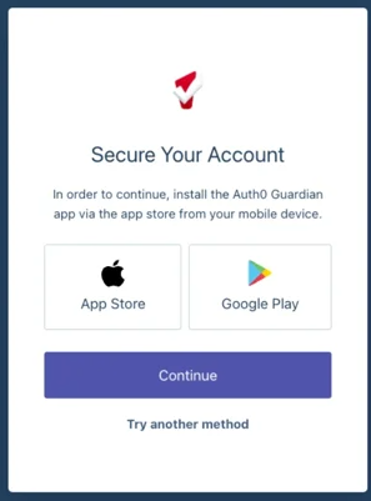 Option a) Auth0 Guardian App Authentication screen