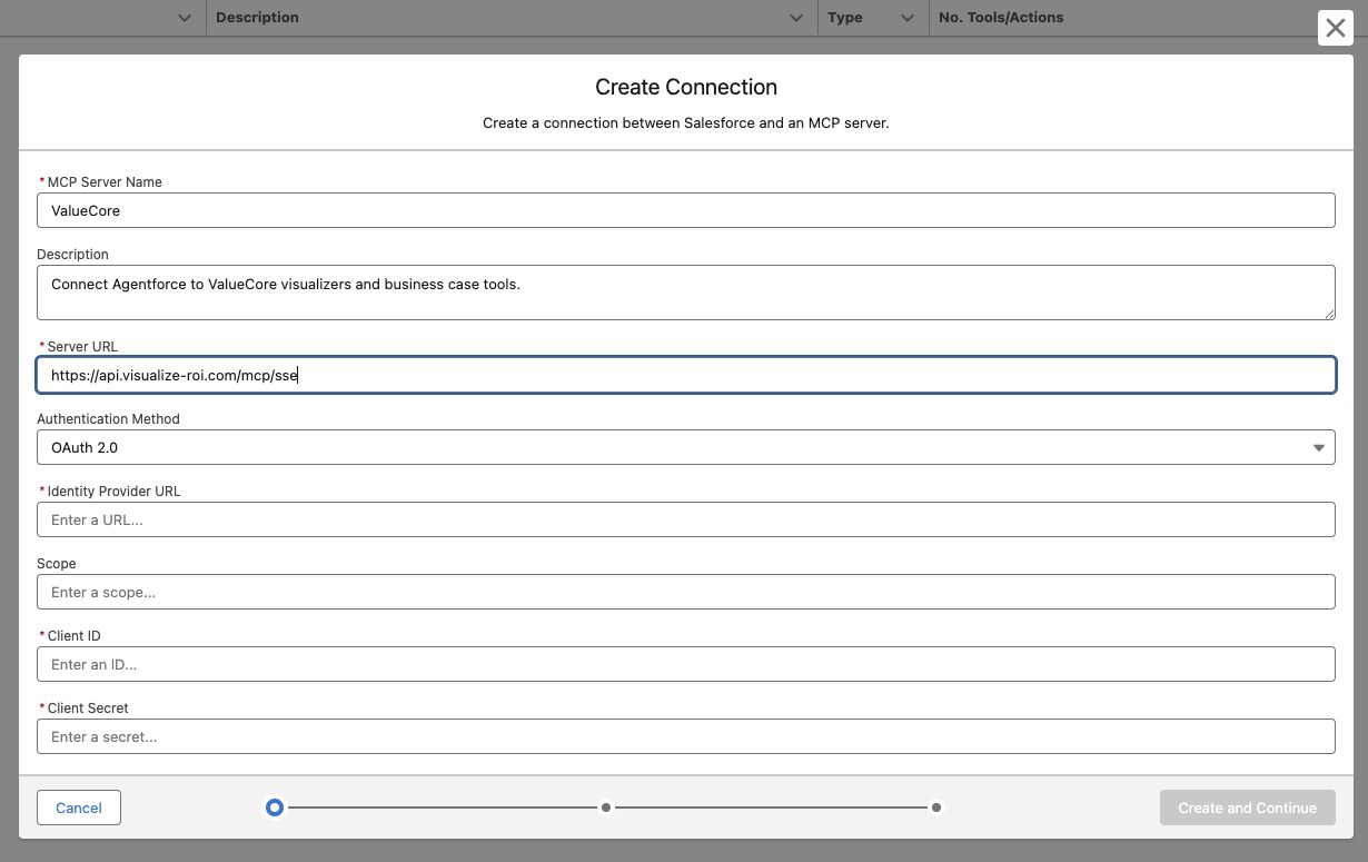 Figure 2. Actual Salesforce form with the production ValueCore URL entered. The form is unsaved and does not demonstrate a working OAuth connection.
