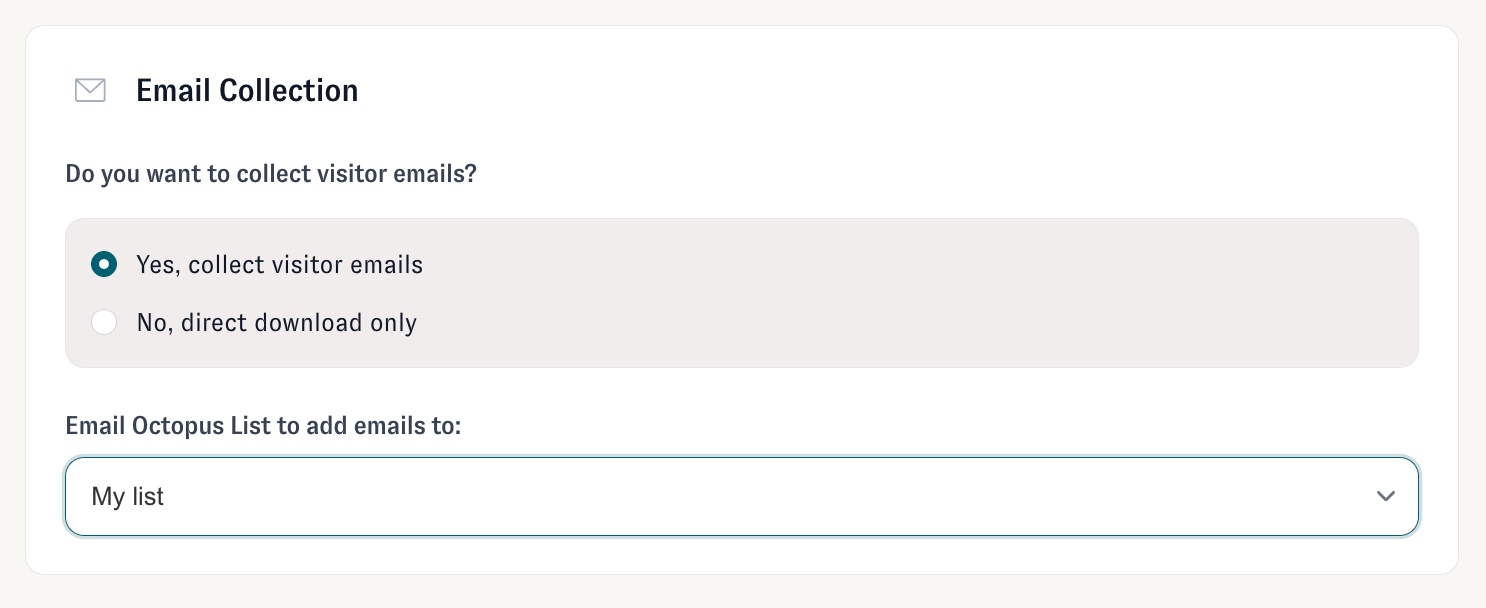 Email collection screen