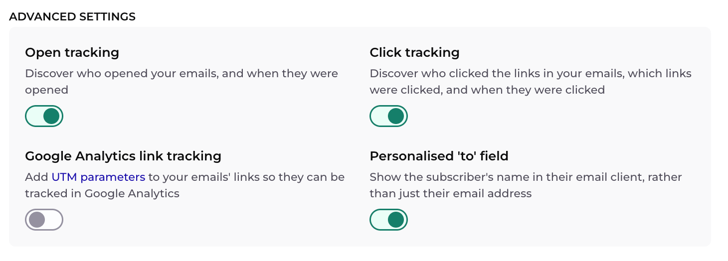 tracking options