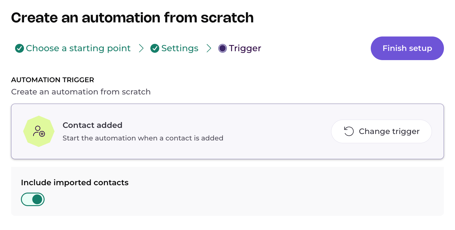 automation setup screen