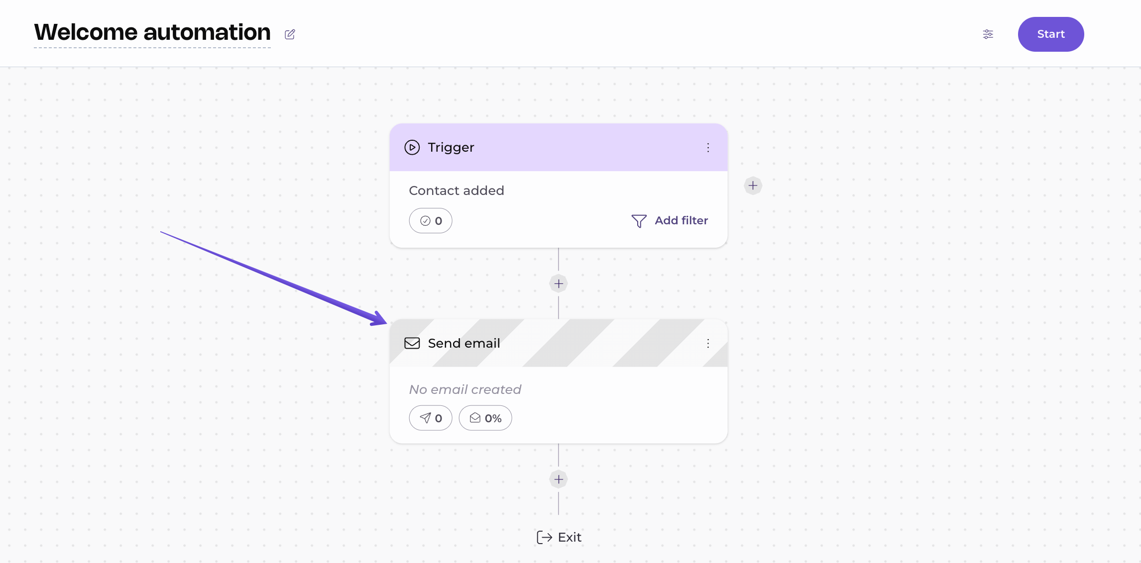 editing the email step
